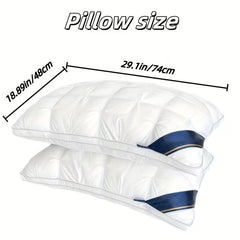 1/ 2pcs Queen Size Luxury Bed Pillows - Hypoallergenic Polyester Cover, Machine Washable All-Season Pillows for Deep Sleep, Contemporary White Design with Blue Accents - Perfect for Home, Gifts & Family Use, Elegant Bedding, Home Comfort