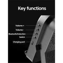 Wireless Induction Speaker Dock with Bluetooth Connection, Vertical Phone Holder, Ambient Lighting, Portable Design