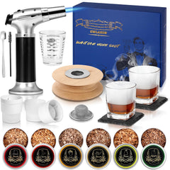 CWLAKON Cocktail Smoker Kit with Torch, Bourbon Whiskey Smoker Infuser Kit, 6 Flavors Wood Chips, 2 Glasses, Old Fashioned Drink Smoker Kit, Christmas Birthday Gifts for Men, Dad, Husband(No Butane)