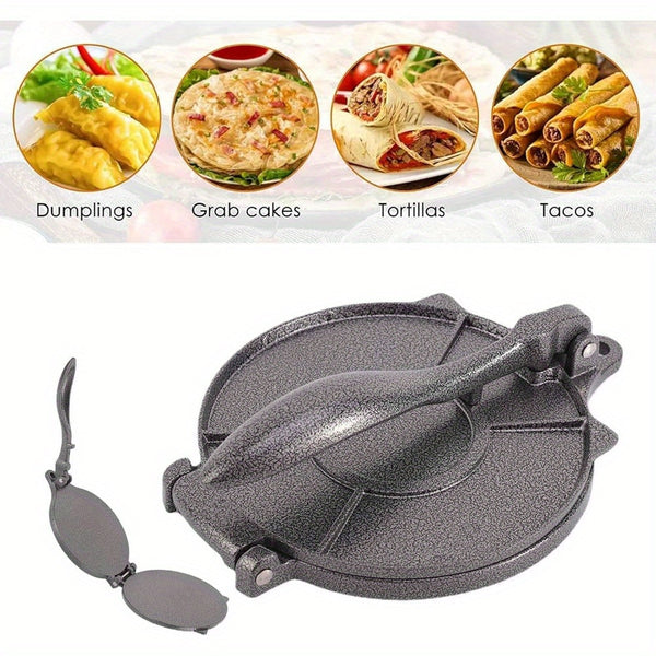 8 Inch Tortilla Press Tortilla Maker Food Grade Aluminum Tortilla Dough Press for Flour Tortilla Pie Crusts for Home Kitchen (Black)