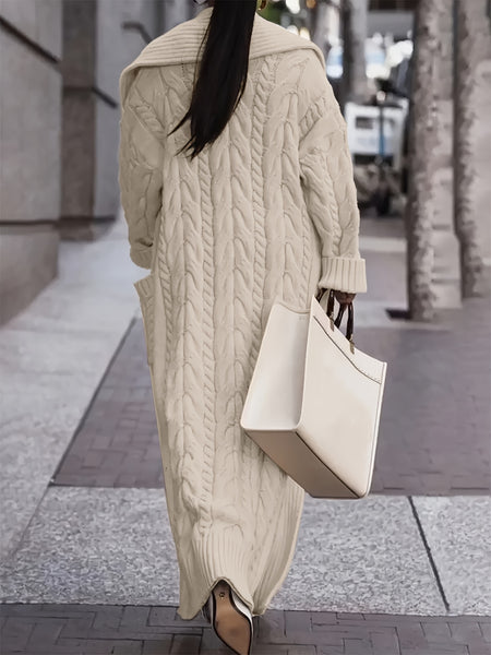 Targeted Development Direction Sweater Thick Twist Big Lapel Long Open Front Cardigan Pullover for Spring Autumn Winter