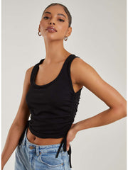 Ruched Tie Up Side Crop Top