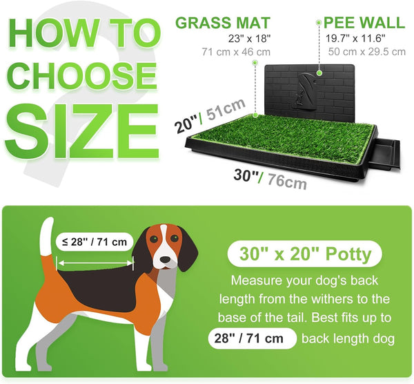 Hompet Dog Toilet Indoor Puppy Training Pad, Dog Potty Pet Training Grass Mat, Removable Waste Tray for Easier Clean Up, Non-Toxic Artificial Turf, (76×51 Cm)