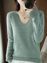 2026 New Women'S V-Neck Sweater Soft Warm Long Sleeve Pullover
