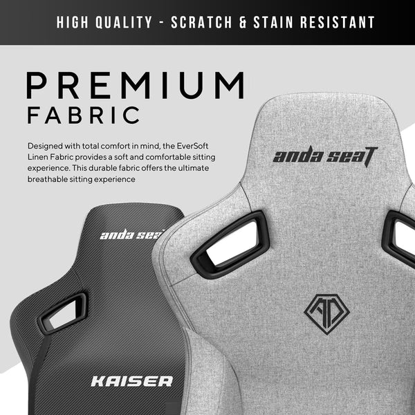 Anda Seat Kaiser Series 3 Large Fabric Gaming Chair, Grey