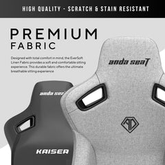 Anda Seat Kaiser Series 3 Large Fabric Gaming Chair, Grey