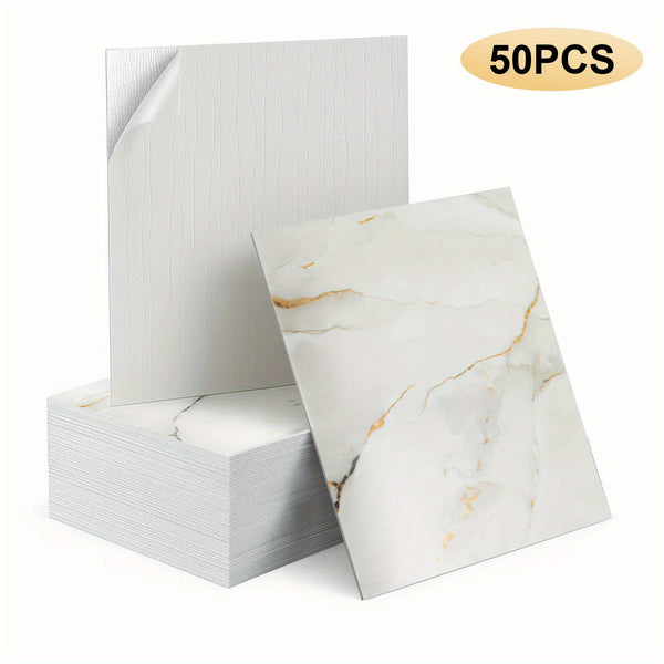 50pcs Marble Self-Adhesive Wall Tiles Wall Hanging Decor Fashion 30x30cm