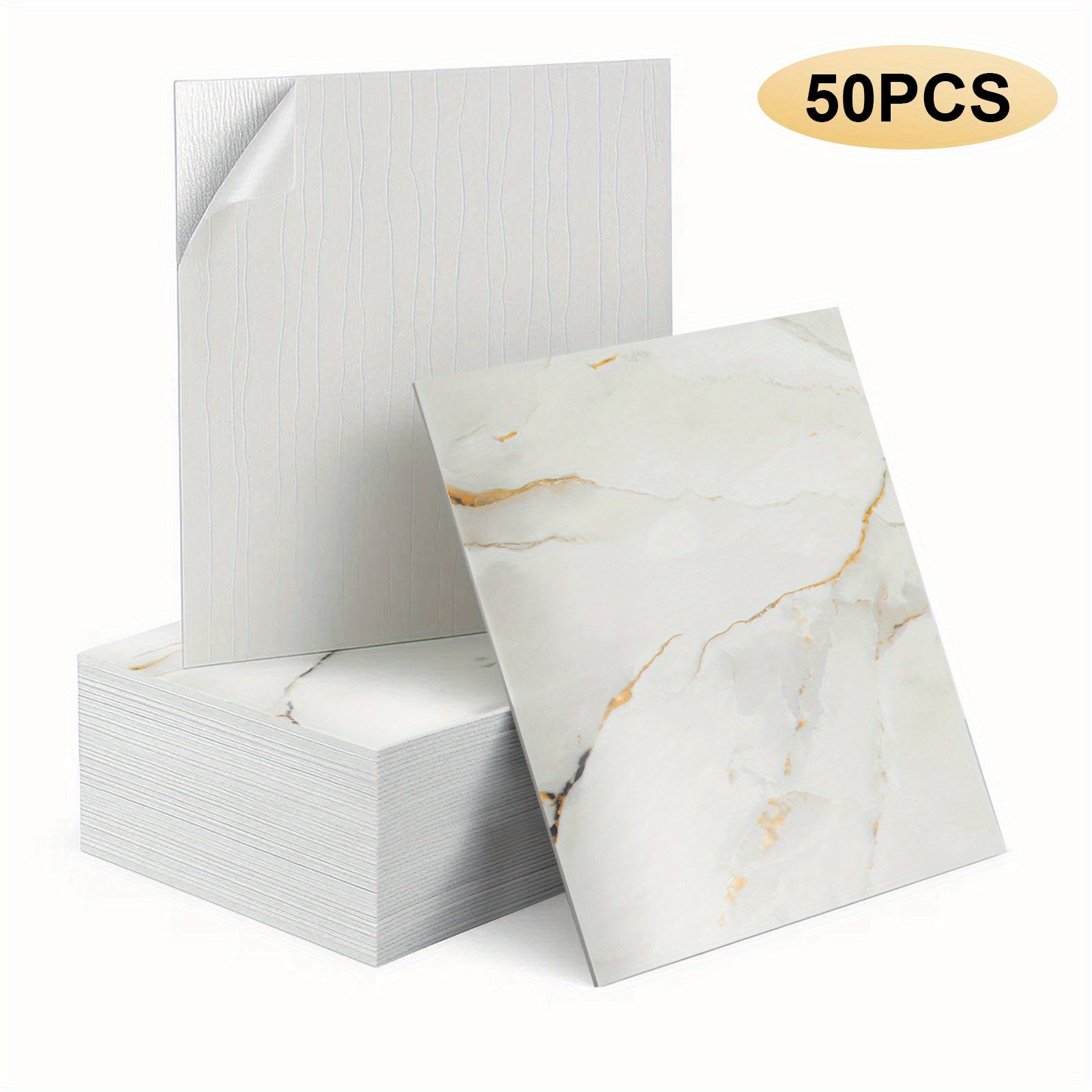 50pcs Marble Self-Adhesive Wall Tiles Wall Hanging Decor Fashion 30x30cm