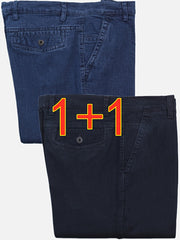 Geng Yuan 2-Strip Pc Summer Thin Jeans Men'S Loose High-Waist Deep-Cut Straight Stretch Mixed Colors Men'S Denim Trousers