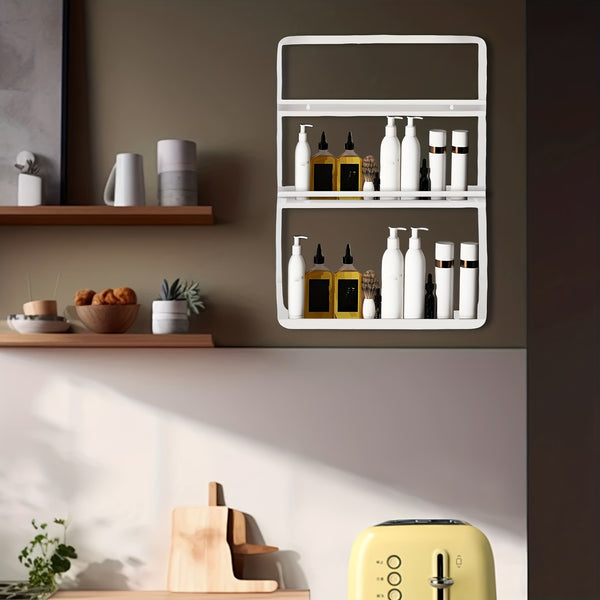 1 Model 2/3/4-Tier Heavy-Duty Carbon Steel Wall Shelf - Space-Saving Adhesive/Screw-Mountable (No Drilling) Multi-Purpose Storage Rack for Kitchen & Bathroom - Heavy Duty Shelving Unit, Easy Assembly, for renter-Friendly, Black/White Options, Utility