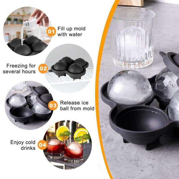 Sphere Ice Tray Round Ball Cube Silicone Mould X 4 Silicone Ice Grid Set Ice Grid Honeycomb Ice Grid Silicone