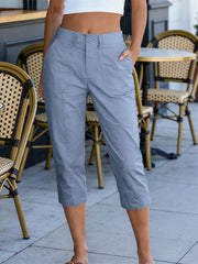 Women'S High-Waisted Straight-Leg Cropped Casual Pants | Side-Pocket Design, Breathable Drape Fabric, Office & Commute Pants | 2026 Summer New Arrival Women'S Casual Pants, Summer Women'S Clothing, Women'S, Affordable