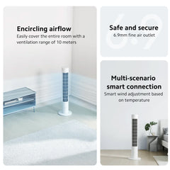Xiaomi 2 Intelligent Tower Fan, 150° Rotating Tower Fan with Intelligent App Control, 3 Modes, Range 10 m, Energy Efficient