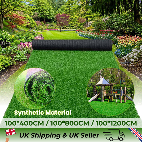 WALPLUS 4mx1m Roll 20mm Pile Height Carpet Artificial Grass Astro Garden Lawn High Density Durability Realistic Looking Pets Friendly Fake Turf Mat Floor for Patio Balcony Outdoor Indoor Self-Draining