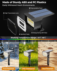 Btfarm 4 Pack Solar Lights Outdoor Garden, 72 LED Solar Spot Lights 3 Modes IP65 Waterproof Garden Uplighters Solar Powered, Auto On/Off Spotlight for Yard Driveway Pathway Landscape 6500K Cool White