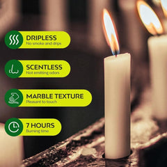 50-Pack Long Taper Candles - Unscented Ivory Tapers for Wedding, Church, Banquet - Real Wax Burning Candles Suitable for Chandeliers, Dinner Candles, Romantic Decor ( Use)