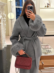 New Autumn/Winter Sophisticated Style Tie-Strap Coat for Women, Elegant and High-End, Overcoat