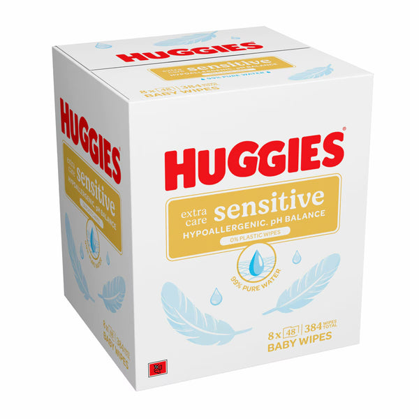 Huggies Plastic Free Extra Care Baby Wipes, 8 X 48 Wipes