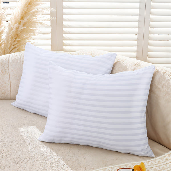 2/4/8-Pack Decorative Throw Cushion Cores, Hotel-Grade Premium White Satin Stripes Cushion Pads Deep Fill Inner Hollowfiber Filled Cushions Inserts (14