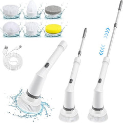 Electric Cleaning Brush, Cordless Spin Scrubber With 6 Interchangeable Brush Heads, Adjustable Telescopic Rods 35-116 Cm, 2 Rotation Speeds, For Bathroom, Kitchen, Tiles, Floor