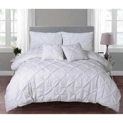 PINTUCK PLEATED ALFORD EGYPTION COTTON MIX DUVET COVER WITH PILLOW CASEA ALL SIZES SINGLE DOUBLE KING SUPER KING