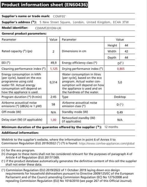 COMFEE' Table Top Dishwasher, Mini Countertop Dishwasher with 6+3 Programs, Steam Wash, Baby Care & Fruit Wash, No Plumbing, Delay Start, 72H Storage - White