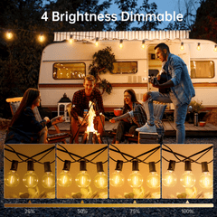 Dimmable Solar Outdoor String Lights - 100ft/60ft/50ft G40 Solar Powered Garden Lights, Remote 3 Timer 8 Modes Waterproof Outside Festoon Lights for Gardens Patios Fences Pergolas
