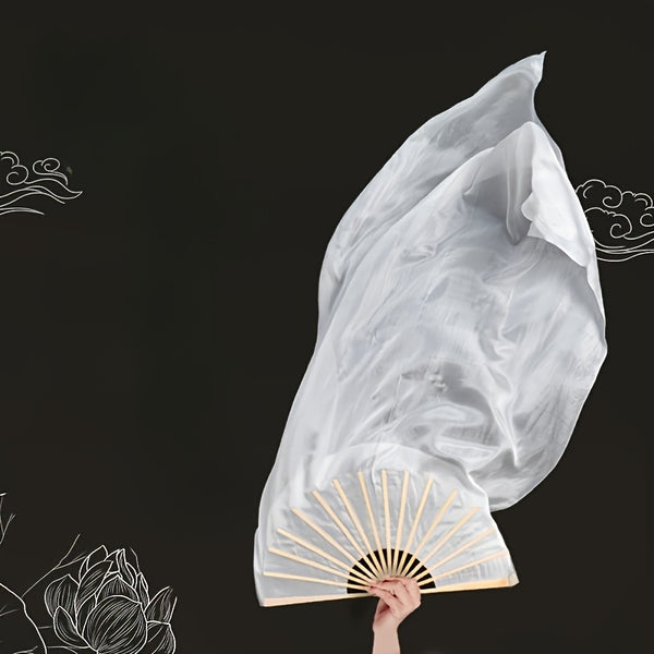 Elegant White Belly Dance Fan, Suitable for Percussion Dance, with a Universal Design of Left and Right Hands and Elegant Ribbon Material, It Is an Ideal Choice for Celebrations, Performances and Cultural Gatherings