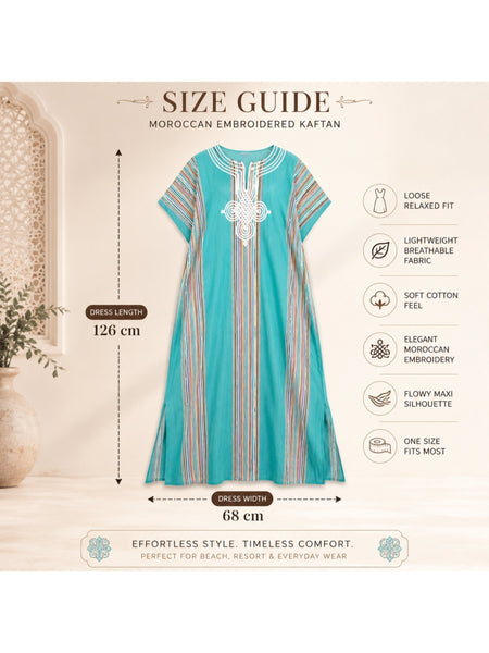 Women Boho Kaftan Dress Long Embroidered Beach Cover Up Lightweight Summer Kaftan Maxi Dress Loose Fit Swimwear Cover Up Holiday Beachwear Gandouri