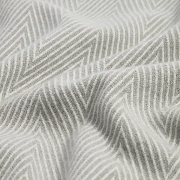 Osprey London Grey Herringbone Fringed Throw, 140 X 190 Cm