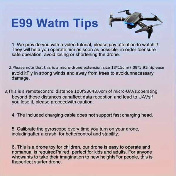 1pc Yethke E99 Drone With Dual Camera | One Key Take Off/Landing, Double Folding Rc Height Hold, Remote Control, Abs Material, 10-12 Minutes Life, Ideal For Beginners And Holiday Gifts
