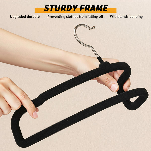 2025 Flocked Pants Hangers 20-Pack - Non-Slip Velvet Hangers for Trousers, Slacks & Skirts, Space-Saving Closet Organizers with Non-Slip Clips, Wardrobe Storage Solution for Home & Dorm