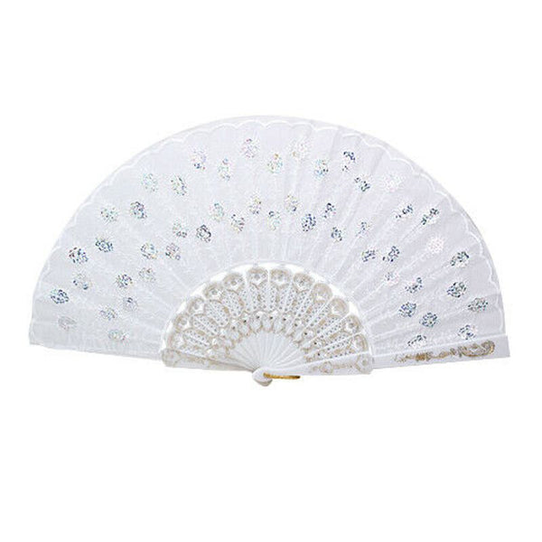 Spanish Lace Silk Folding Hand Held Dance Fan Flower Pattern for Party Wedding