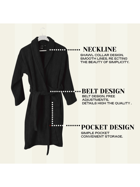 Mens and Ladies Shawl Collar Bathrobe 100% Egyptian Cotton Unisex Shawl Collar Dressing Gown Terry Towelling Bathrobe One Size