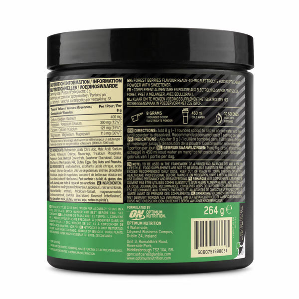 Optimum Nutrition Electrolyte Powder Forest Berries, 2 X 264G