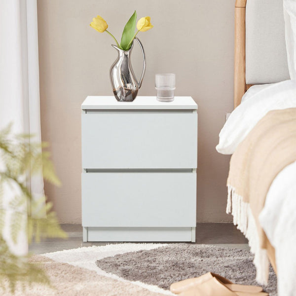White Wooden Bedside Table With Drawers, Small Cabinet Cupboard Bedroom Furniture Storage Nightstand Unit, Modern Chest Of 2 Drawers Cabinet, Living Room Home Office Sofa Side End Table Coffee Tea Table Side Desk, Multi Functional Bedside Cabinet, 32x30x4