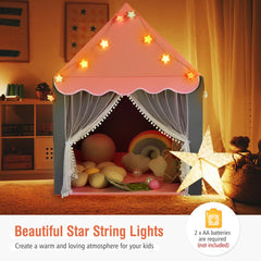 Large Kids Play House with Washable Mat and Star Lights