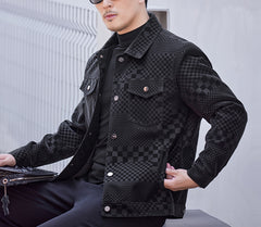 Men's Checkered Jacket with Lapel