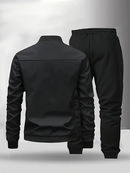[Maigiqi] Casual Set Men'S Spring Autumn Easy Athletic Two-Piece Outfit Polo Collar Jacket