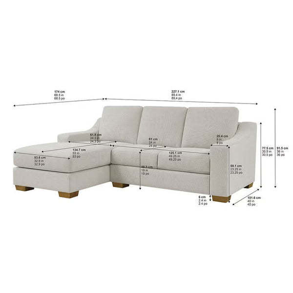 Thomasville Dillard Grey Fabric Corner Sofa, Left Hand Facing