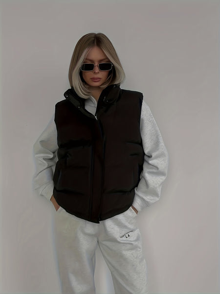Women'S Plain Color Basic Daily Insulated Puffer Vest