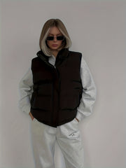 Women'S Plain Color Basic Daily Insulated Puffer Vest