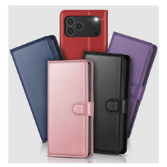 Leather Wallet Flip Cover with Card Holder, Stand Feature, Magnetic Closure, Compatible with iPhone 17 Pro Max 16 15 14 Pro Max 13 12 11 XR 8 7 SE 2022