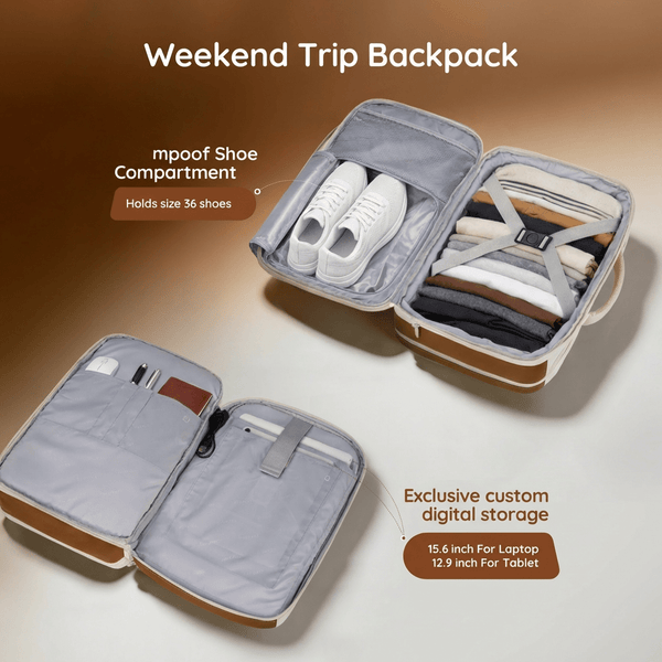 Expandable Travel Backpack 35-40L, EasyJet Cabin Size Carry On Rucksack 17×12.2×7in (43×31×18cm), Anti-Theft Lock & Luggage Strap, With Makeup Pouch