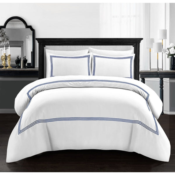 Embroided Baratta Stitch Duvet Cover Set with Matching Pillowcases - Ultra-soft Brushed Microfibre – Chic & Modern Design – Easy Care & Machine Washable