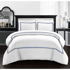 Embroided Baratta Stitch Duvet Cover Set with Matching Pillowcases - Ultra-soft Brushed Microfibre – Chic & Modern Design – Easy Care & Machine Washable
