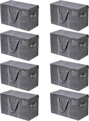 VENO 8 Pack Extra Large Moving Storage Bags with Zips, Heavy-Duty Organizer Tote, Moving Box Alternative, Packing Supply, Clothes Storage Bin, Tag Pocket for Label, Water-Resistant (Clear, 8 Pack)