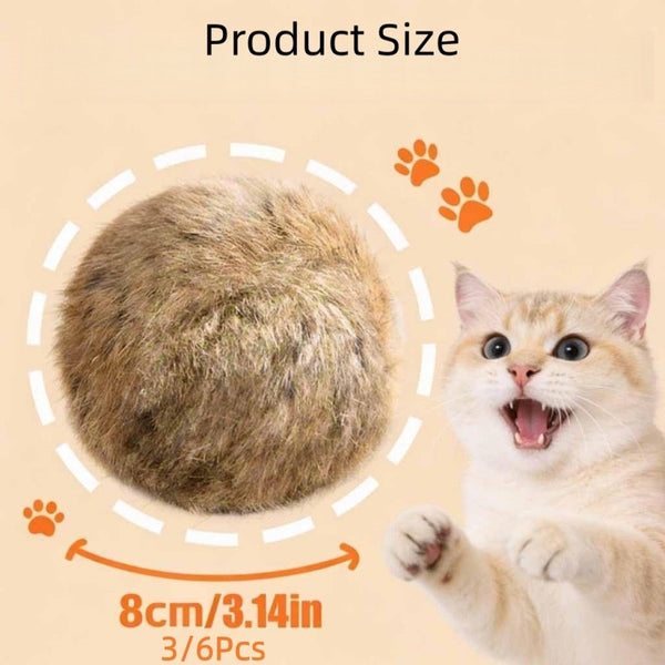 Rabbit Fur Ball Cat Toy Soft Fluffy Pom Pom Kitten Toy Balls for Chewing Playing