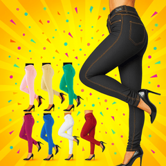 Women’s High-Waisted Stretch Jeans LOOK Jeggings Slim Fit Skinny Denim Trousers – Comfortable, Soft, Pull-On Elastic Waist Pants for Shaping Body Contour, Casual Everyday Wear, Lightweight, Breathable, Stretchy Jean Leggings, Fashion Essentials, Slimming