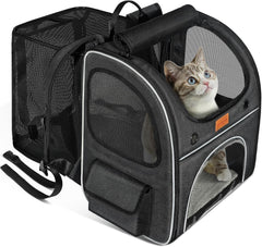 Morpilot® Cat Carrier Backpack, Foldable Pet Backpack Carrier for Cats and Small Dogs, Breathable Dog Carrier Backpack with Inner Safety Leash + Folding Dog Bowl Ideal for Hiking Traveling Outdoor Use
